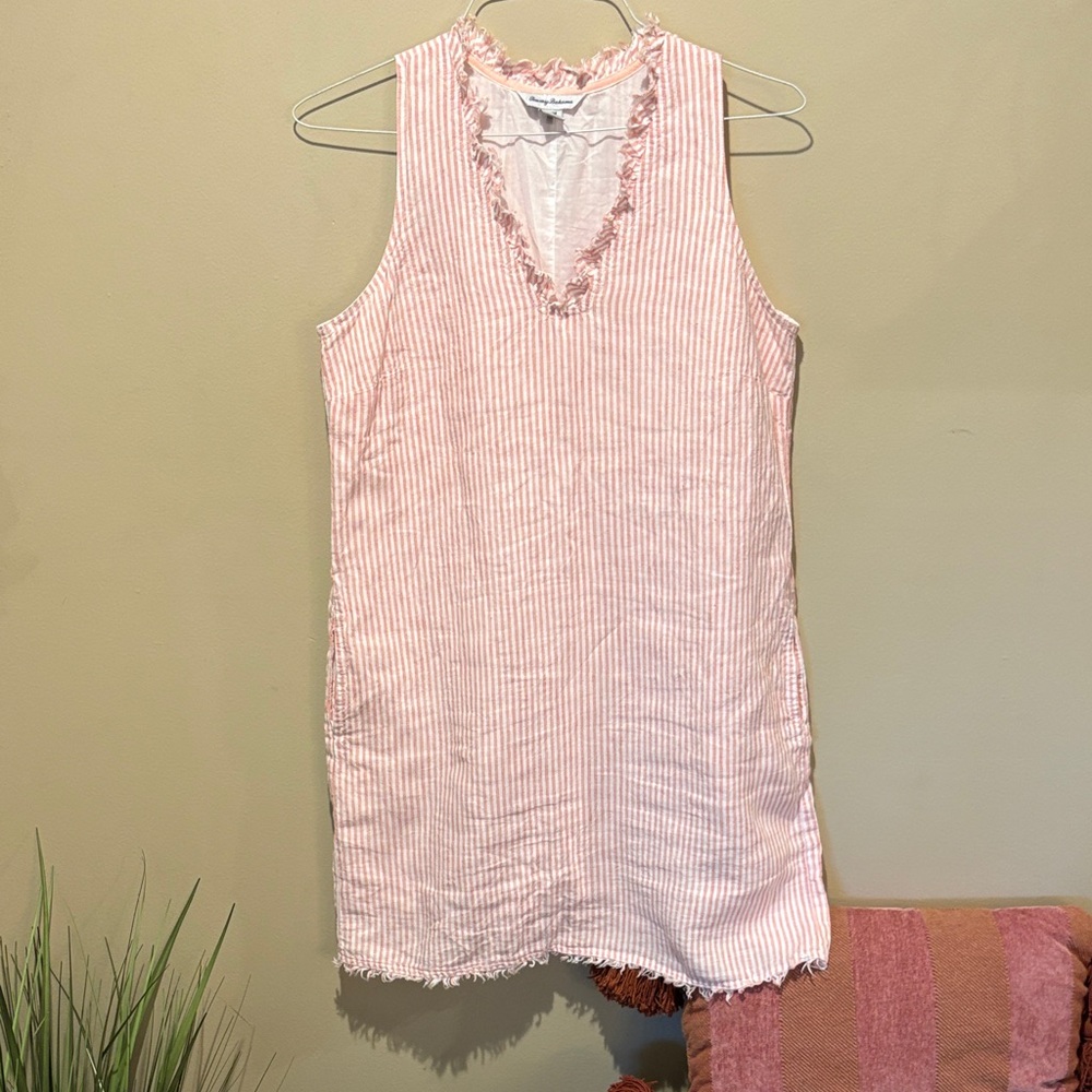 Tommy Bahama Pink Striped Asymmetrical Dress